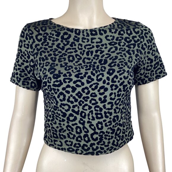 Aqua Bloomingdale’s Crop Top Size XS Xsmall Velvet Burnout‎ Animal Print Leopard - Picture 1 of 7
